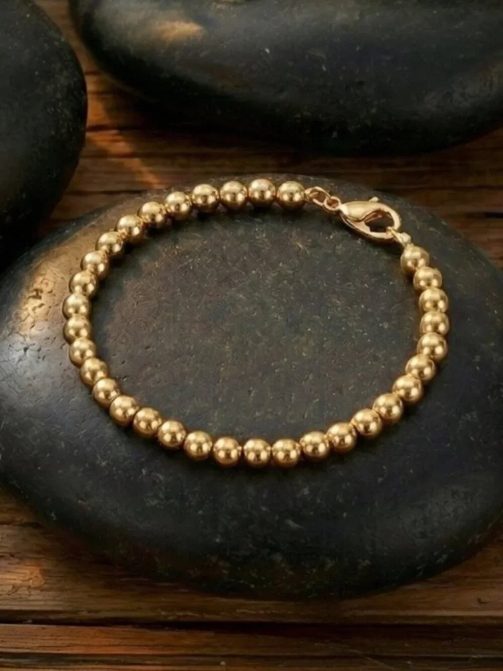 18k Gold Plated 316L SS Blue Jade and Freshwater Pearl Stackable Bracelet Set